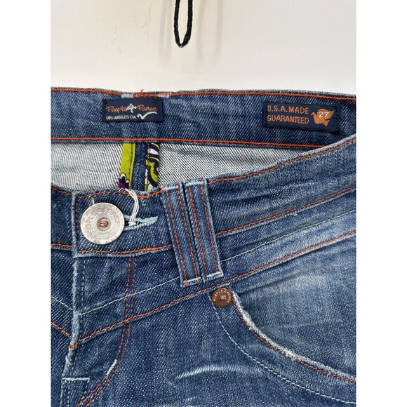 People For Peace Los Angeles Womens SIZE 27 CAPRI DENIM Jeans Made in USA - Picture 3 of 10
